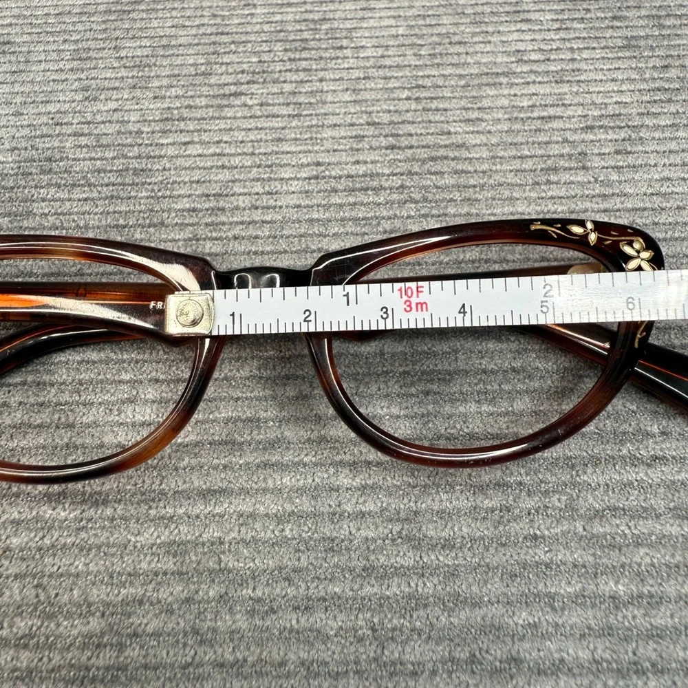 Vintage 60s A Paris Cat Eye Y2k Glasses Tortoise Shell Silver Floral France Vtg